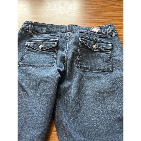 Source of Wisdom woman’s pull on button front straight leg jean size 0 - Picture 4 of 14